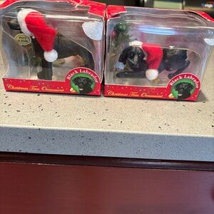 2 new black lab dog ornaments